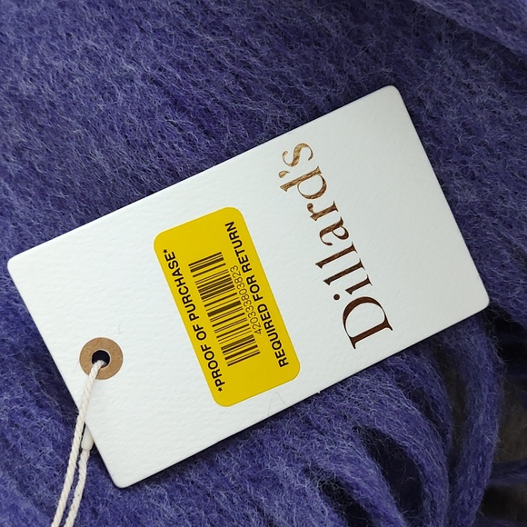 New Dillard's Soft Grape Purple Fringed Scarf / Wrap Winter Fall - Picture 2 of 10